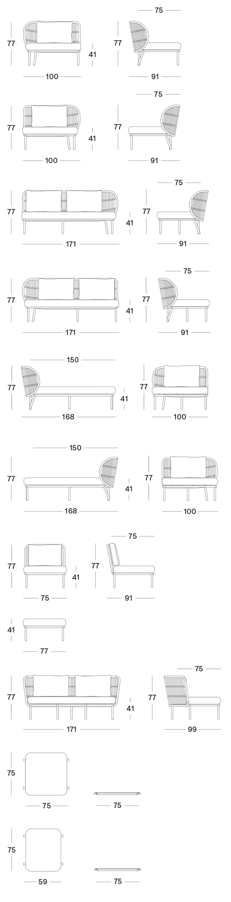 Vincent Sheppard Kodo Modular Sofa Dimensions